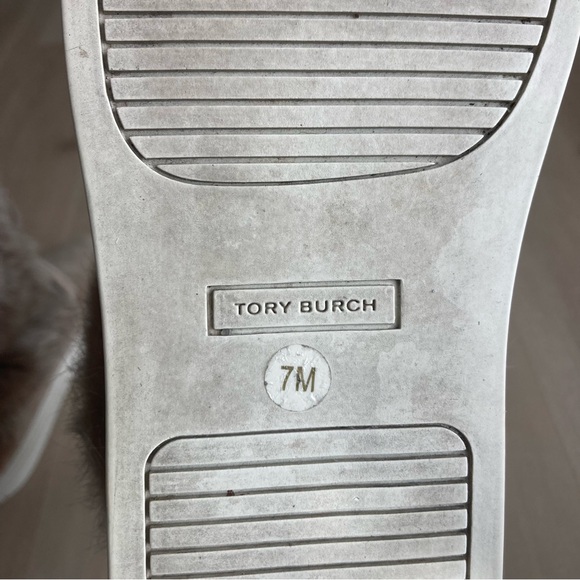 Tory Burch Anjelica Fur Suede Leather Boots Tan Taupe Gray size 7 - Picture 5 of 12